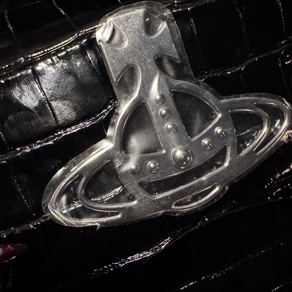 Vivienne Westwood Black Croc-Embossed small bag - Picture 4 of 9